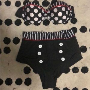 High waisted women’s polka dot bikini